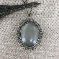 Glass Zinc Alloy Necklace, with Glass, Flat Round, plated, vintage & fashion jewelry & Unisex Inner Approx Approx 19.69 Inch 