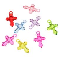 Transparent Acrylic Pendants, Cross, cute & fashion jewelry & DIY & jelly style, mixed colors Approx 3mm, Approx 