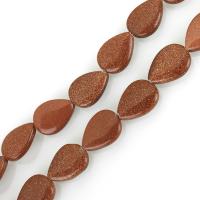 Goldstone Beads, Teardrop, vintage & fashion jewelry & DIY, brick red Approx 1.5mm Approx 15 Inch, Approx 