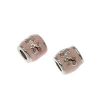 Zinc Alloy Large Hole Beads, platinum color plated, enamel, pink, 10*10mm Approx 4.5mm 