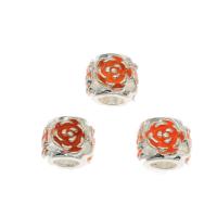 Zinc Alloy Large Hole Beads, Flower, silver color plated, enamel, 10*9mm Approx 4.5mm 