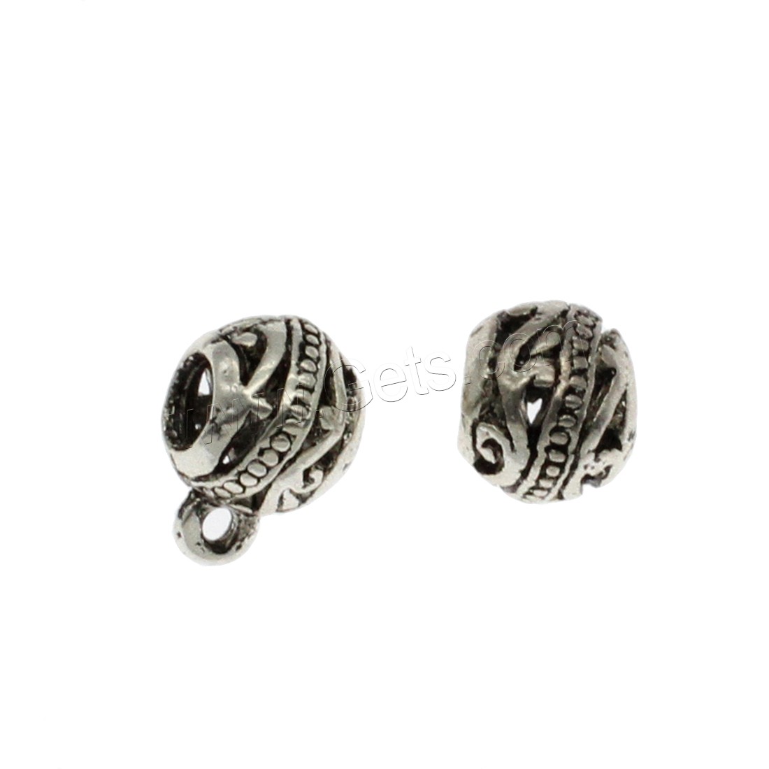 Zinc Alloy Bail Beads, antique silver color plated, different size for choice & hollow, Hole:Approx 1.2,3.4mm, 100PCs/Bag, Sold By Bag