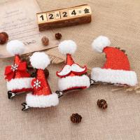 Iron Christmas Hair Clip, with Sequins & Cloth, Christmas Hat, Mini & Christmas Design & cute & fashion jewelry red, 60*100mm 
