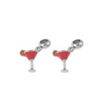 Stainless Steel European Pendants, 316L Stainless Steel, Cup, enamel, red Approx 5mm 