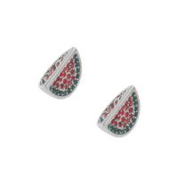 Stainless Steel European Beads, 316L Stainless Steel, Watermelon, with rhinestone Approx 4mm 