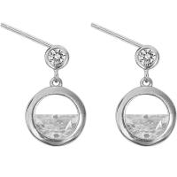 Sterling Silver Drop Earring, 925 Sterling Silver, Donut, plated, for woman & with rhinestone & hollow, 10mm, 18mm 