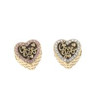 Stainless Steel European Beads, 316L Stainless Steel, Heart, gold color plated, with rhinestone Approx 4mm 