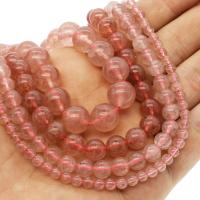 Strawberry Quartz Perle, rund, verschiedene Größen vorhanden, Rosa, Bohrung:ca. 1mm, Länge:ca. 14.9 ZollInch, verkauft von Strang