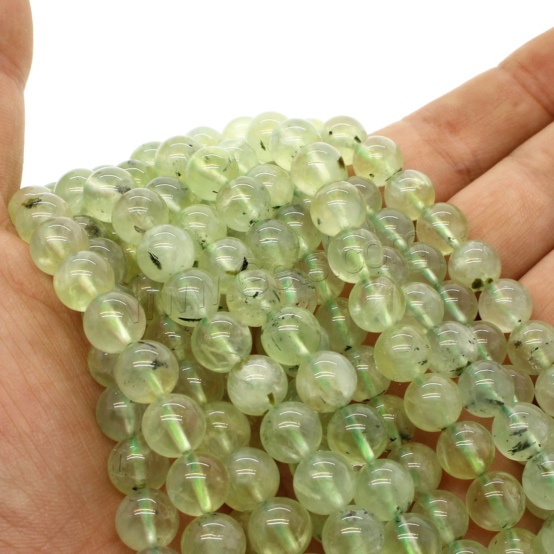 Prehnite Beads, Natural Prehnite, Round, different size for choice, light green, Hole:Approx 1mm, Length:Approx 14.9 Inch, Sold By Strand