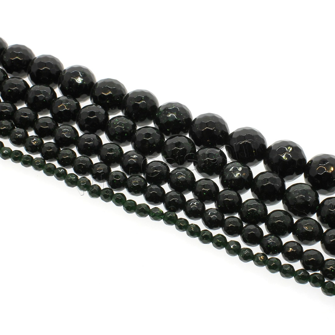 Perles en verre aventuriné vert, Pierre d'or vert, Rond, normes différentes pour le choix & facettes, vert, Trou:Environ 1mm, Longueur:Environ 14.9 pouce, Vendu par brin