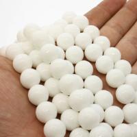 Perles en porcelaine blanche, Rond, normes différentes pour le choix & facettes, blanc Environ 1mm Environ 14.9 pouce, Vendu par brin