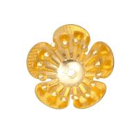 Chapeau de perle en fer, fleur, Placage de couleur d'or, bijoux de mode & DIY, 16mm Environ 1mm Vendu par sac