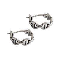 Sterling Silver Huggie Hoop Earring, 925 Sterling Silver, sterling silver earring lever back clip, antique silver color plated, vintage & for woman & hollow, silver color, 11.5mm 