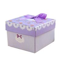 Jewelry Gift Box, Paper, Square, printing, random style & durable, mixed colors 