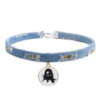 Zinc Alloy Choker Necklace, with Denim, Ghost, gold color plated, for woman & enamel Approx 11.82 Inch 