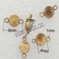 Brass Connector, Flat Round, plated, 1/1 loop Approx 1mm 