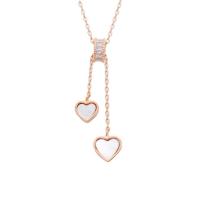 Brass Necklace, with Cubic Zirconia & Shell, Heart, plated, oval chain & for woman 8mm,6mm Inch 