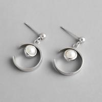 Sterling Silver Drop Earring, 925 Sterling Silver, with Shell Pearl, sterling silver post pin, fashion jewelry & for woman 