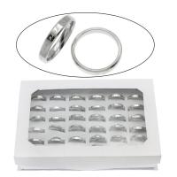 Edelstahl Fingerring, mit Zettelkasten, Ringform, Mischringgröße & unisex & mit Brief Muster, originale Farbe, 4mm, Größe:7-12, 36PCs/Box, verkauft von Box