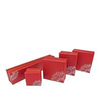 Jewelry Gift Box, Paper, Rectangle & with flower pattern, red 