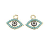 Zinc Alloy Rhinestone Pendants, Eye, gold color plated, DIY & enamel & with rhinestone, acid blue Approx 2mm 