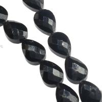 Glass Beads, Teardrop, faceted, black Approx 1mm 