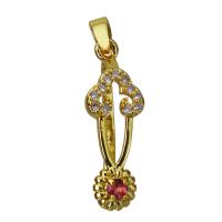 Brass Pinch Bail, real gold plated, micro pave cubic zirconia Approx 