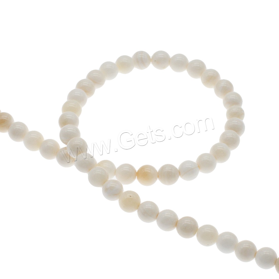 Trochus Beads, Round, different size for choice, white, Hole:Approx 1mm, Length:Approx 14.9 Inch, Sold By Strand