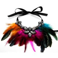 Feather Necklace, with Non-woven Fabrics & Crystal, fashion jewelry & for woman Approx 16.9 Inch 