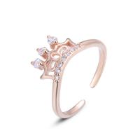 925 Sterling Silver Cuff Finger Ring, rose gold color plated, fashion jewelry & micro pave cubic zirconia & for woman, 2mm, 1mm, US Ring .5-6 
