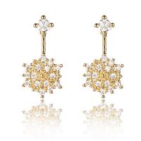 Cubic Zircon Brass Earring, sterling silver post pin, plated & micro pave cubic zirconia & for woman 