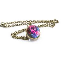 Time Gem Jewelry Necklace, Zinc Alloy, with Glass, gold color plated, Unisex & double-sided 16mm Approx 21.7 Inch 