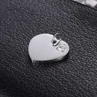 Stainless Steel Heart Pendants, with rhinestone, original color, 20mm 