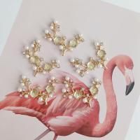 alliage de zinc accessoire, avec Plastique ABS perle, branche, Placage de couleur d'or, bijoux de mode & DIY & avec strass Vendu par lot