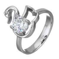 Cubic Zirconia Stainless Steel Finger Ring & for woman & with cubic zirconia, original color, 16mm 