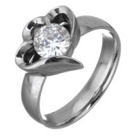 Cubic Zirconia Stainless Steel Finger Ring & for woman & with cubic zirconia, original color, 12mm 
