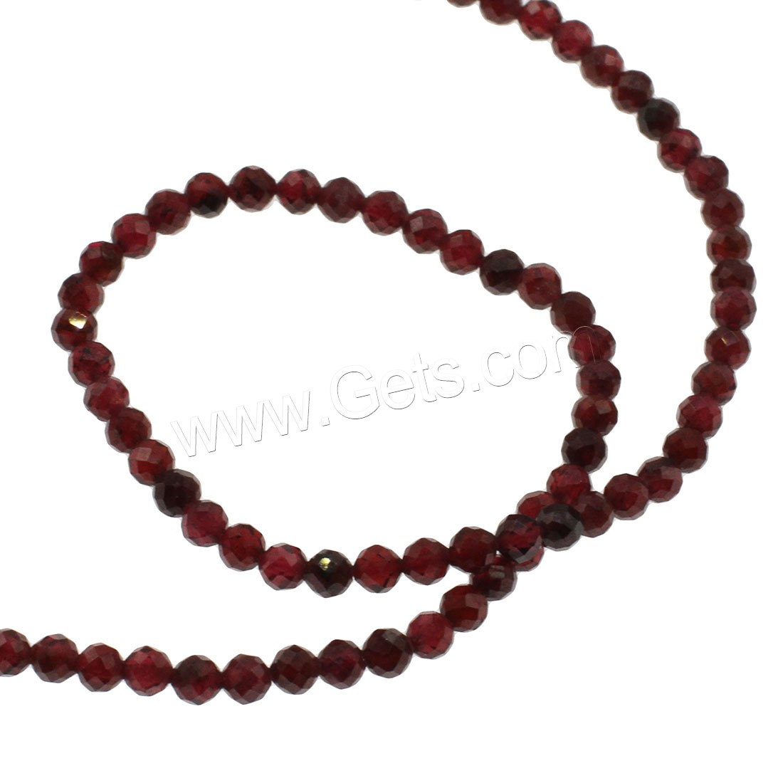 Perles en pierre grenat naturelles, Rond, normes différentes pour le choix & facettes, Trou:Environ 1mm, Longueur:Environ 14.9 pouce, Vendu par brin