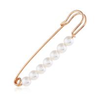 Zinc Alloy Brooch, with ABS Plastic Pearl, Safety Pin, gold color plated, Korean style & for woman, white 