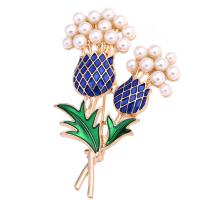 Zinc Alloy Brooch, with ABS Plastic Pearl, Flower, rose gold color plated, fashion jewelry & for woman & enamel, multi-colored 