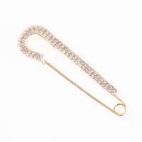 Zinc Alloy Jewelry Brooch, Safety Pin, plated, for woman & with rhinestone 