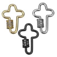 Brass Clasp, plated, micro pave cubic zirconia 