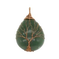 Aventurine Pendants, Green Aventurine, with Brass, Teardrop, gold color plated, fashion jewelry, green Approx 7mm 