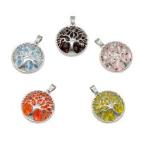 Millefiori Glass Pendants, Millefiori Lampwork, with Zinc Alloy, Tree, platinum color plated Approx 4mm 