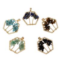 Gemstone Brass Pendants, with Brass, plated Approx 5mm 