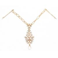 Bridal Frontlet, Zinc Alloy, with ABS Plastic Pearl, gold color plated, fashion jewelry & with rhinestone, white, 85mm Approx 9.85 Inch 