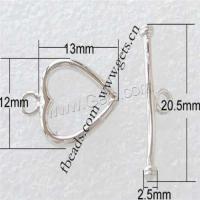 Brass Toggle Clasp, Heart, plated, single-strand 