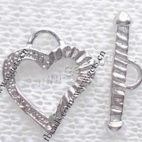 Brass Toggle Clasp, Heart, plated, fashion jewelry & single-strand 
