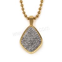 Cubic Zirconia Stainless Steel Pendant, 316L Stainless Steel, fashion jewelry & Unisex & micro pave cubic zirconia, golden 