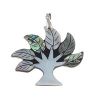 Zinc Alloy Shell Pendants, with Zinc Alloy, Tree, platinum color plated, dyed Approx 1.5mm 