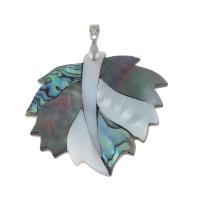 Zinc Alloy Shell Pendants, with Zinc Alloy, Maple Leaf, platinum color plated, dyed Approx 1.5mm 